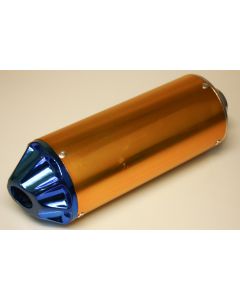 spare parts type Ljuddämpare Guld/Blå 28mm anslutning (L 260mm x B 86mm) Dirtbike från , Midsize