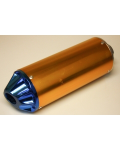 spare parts type Ljuddämpare Guld/Blå 28mm anslutning (L 260mm x B 86mm) Dirtbike från , Midsize
