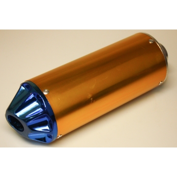 spare parts type Ljuddämpare Guld/Blå 28mm anslutning (L 260mm x B 86mm) Dirtbike från , Midsize