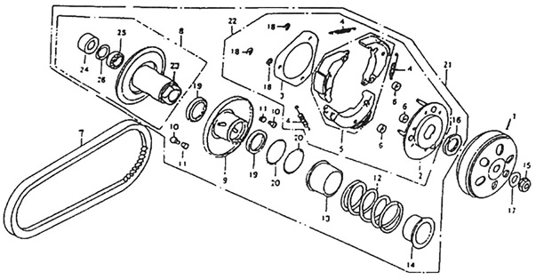 E13: Variator Bakre