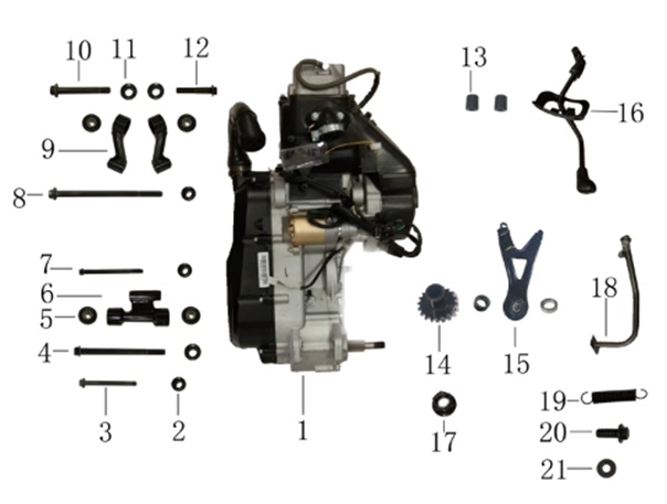 F02: Motor, motorfäste, växelspak