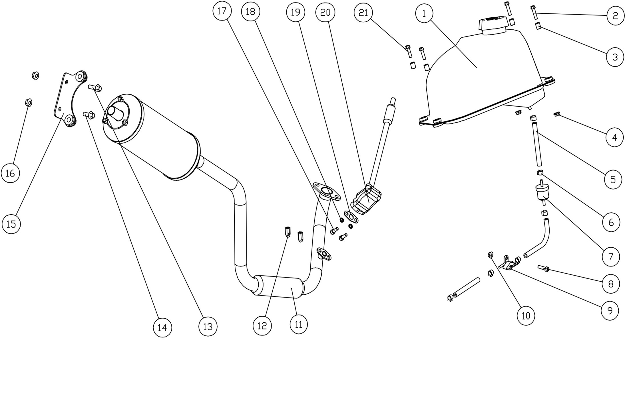 F13: Tank, Avgassystem